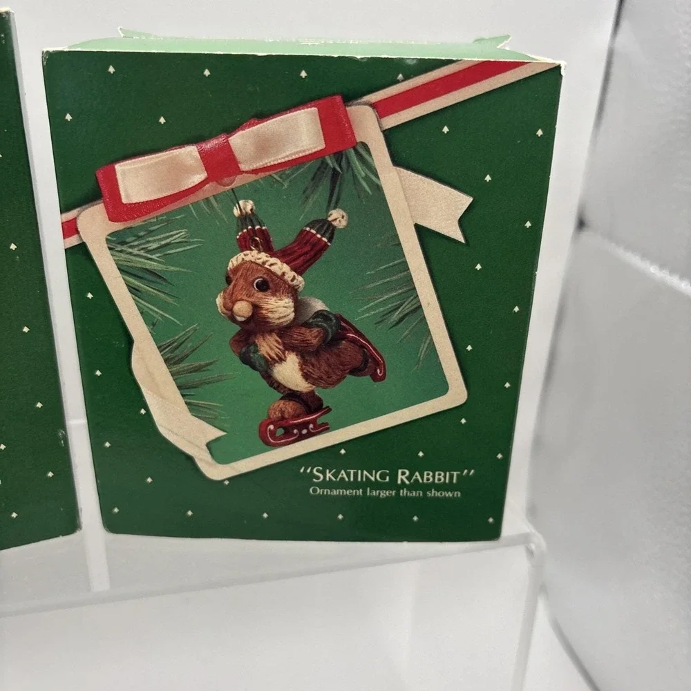 Vtg~Hallmark Ornaments~Lot of 3~Betsey Clark/Skating Rabbit/Skiing Fox~IOB